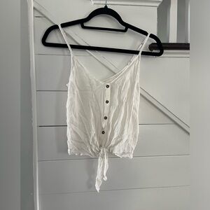 White H&M Cropped Tie Top (Size 8)